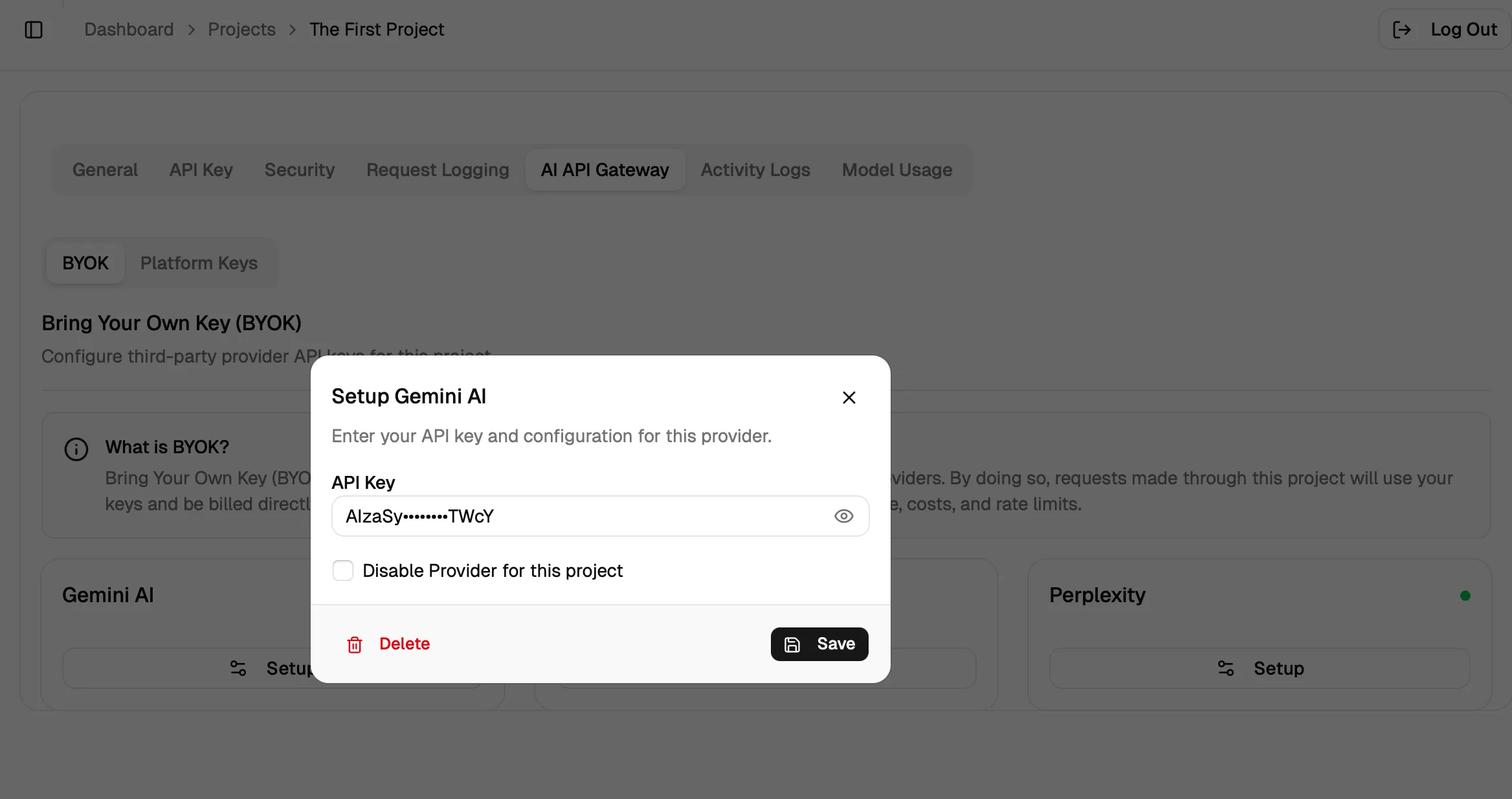 Project Provider Configuration